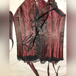 Striped Corset with Lace and Chains